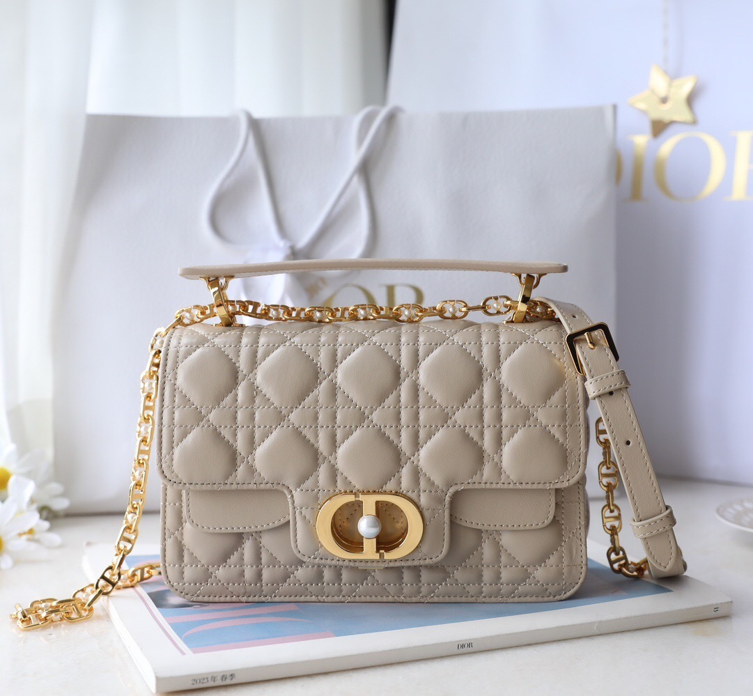 Dior Jolie Top Handle bag in latte cannage calfskin
