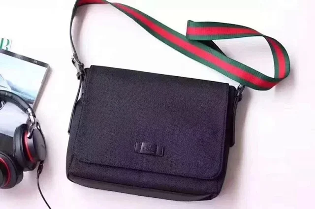 Gucci Techno Canvas Web Messenger Bag in black