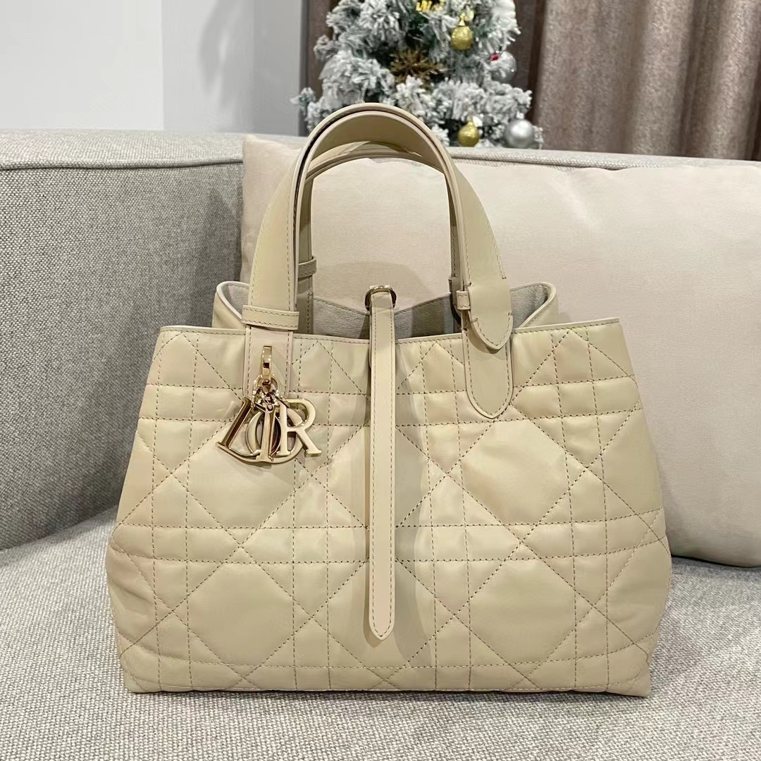 Dior Toujours bag in a beige or latte color tote bag