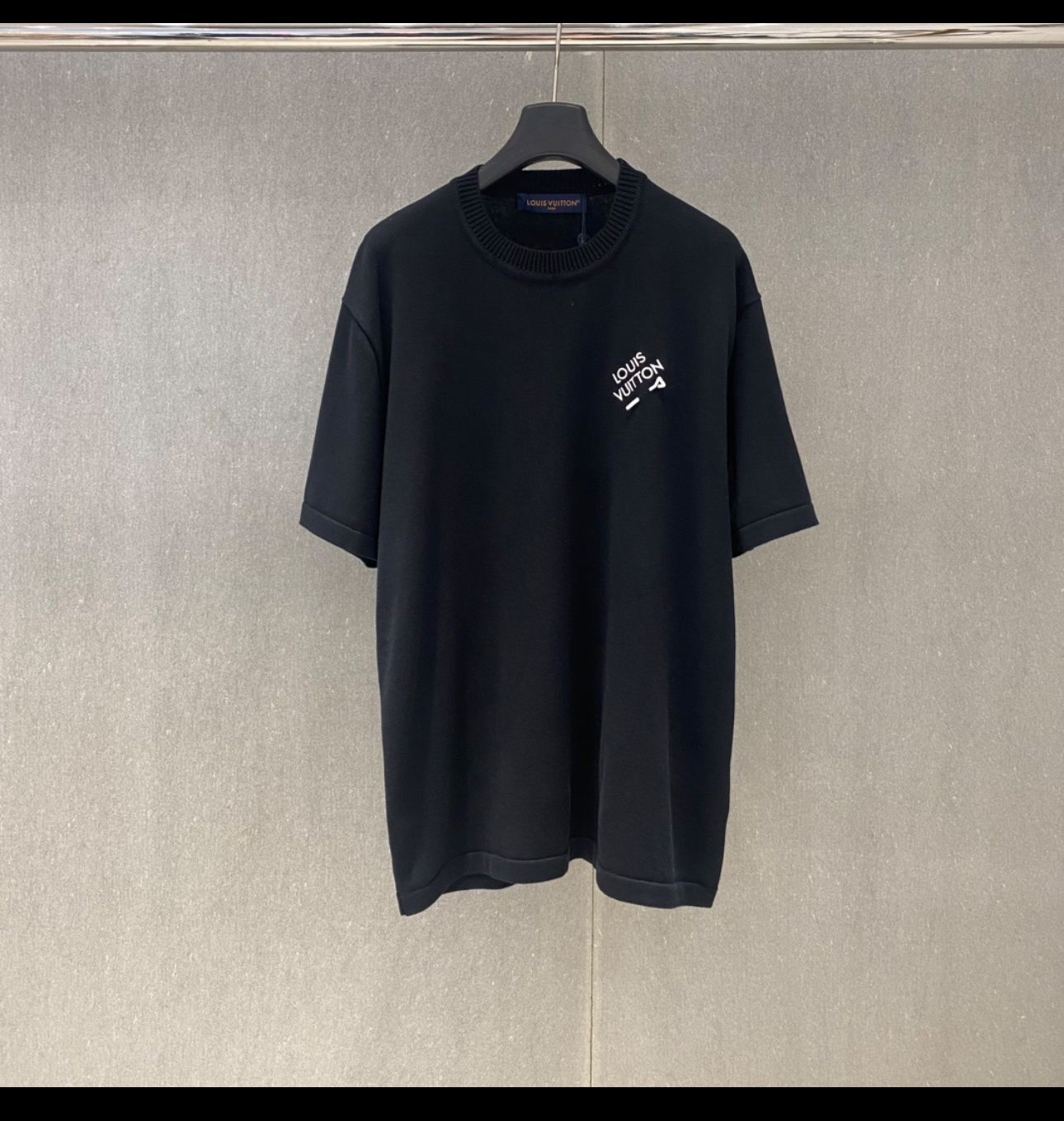 LV black t-shirt with a pin embroidered logo