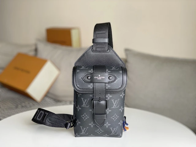 LV Monogram Eclipse Saumur Slingbag in black