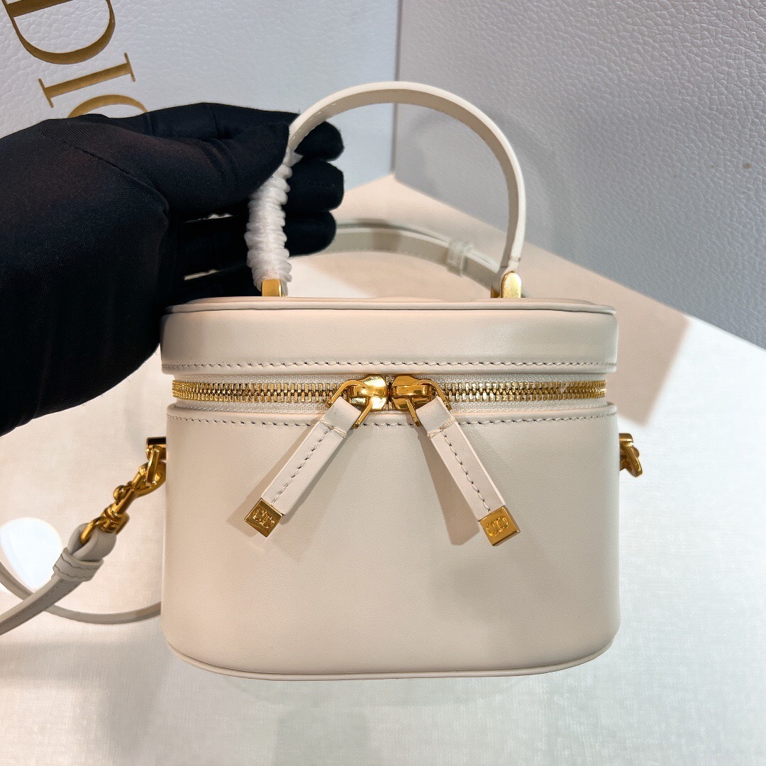 Dior CD Signature Small Vanity Case in white leather