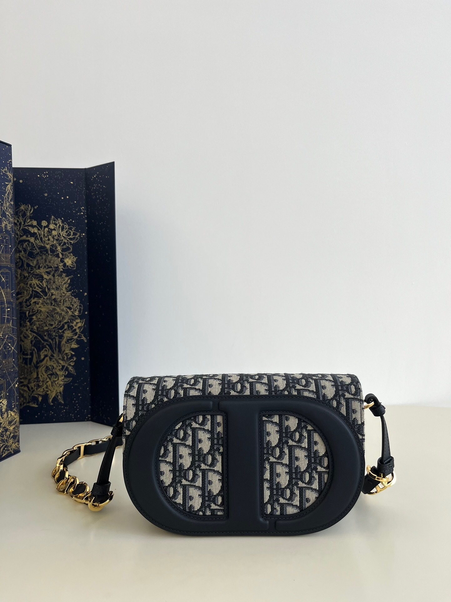 Dior CD Signature Oval Camera Bag in blue Dior Oblique jacquard