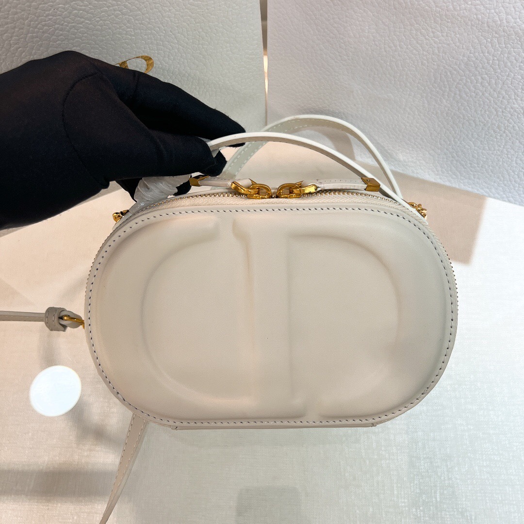 Christian Dior Calfskin CD Signature Oval Crossbody Camera Bag in latte