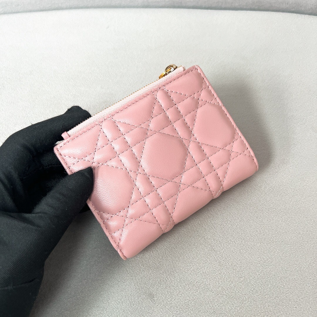 Dior Jolie Dahlia wallets in blush pink Cannage lambskin