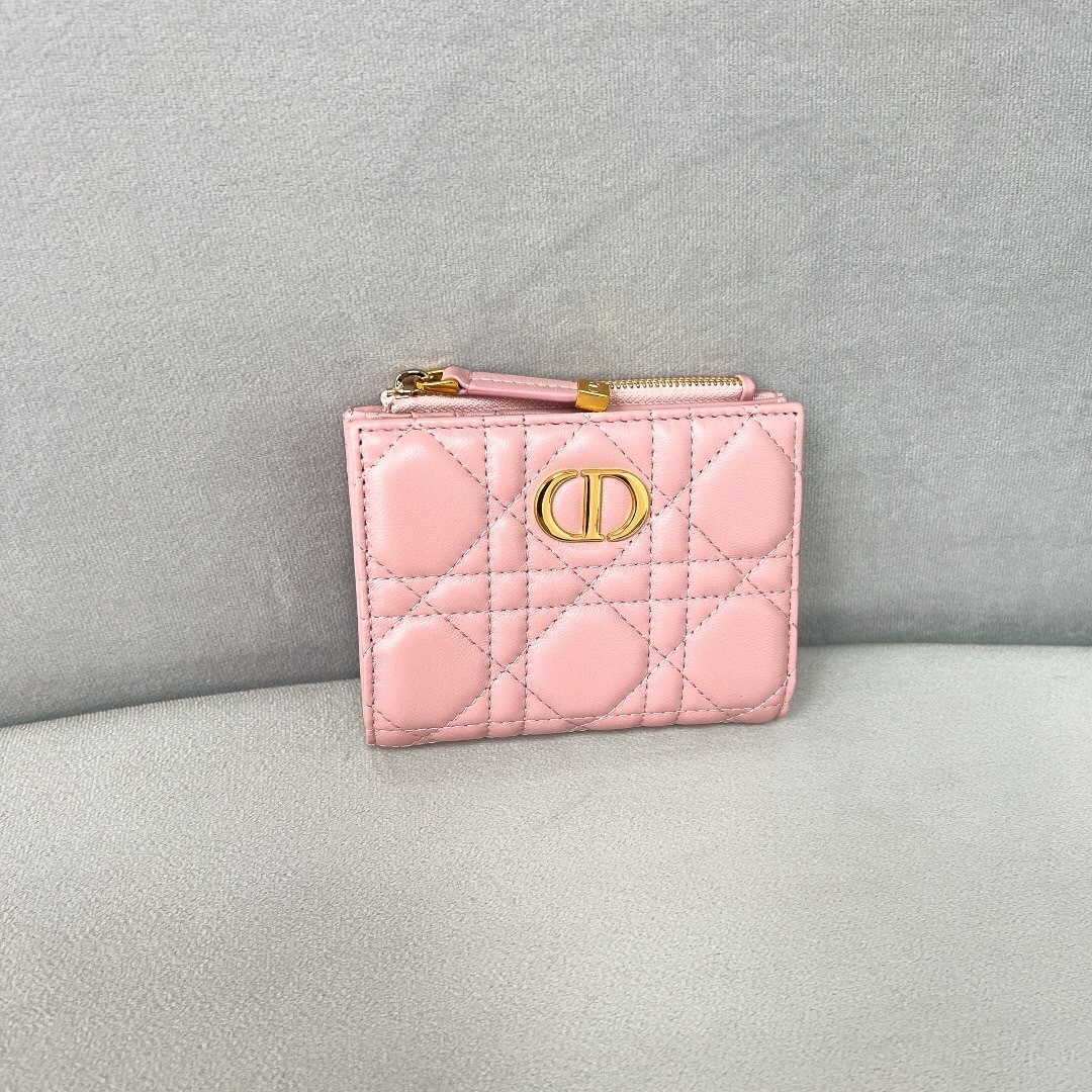 Dior Jolie Dahlia wallets in blush pink Cannage lambskin