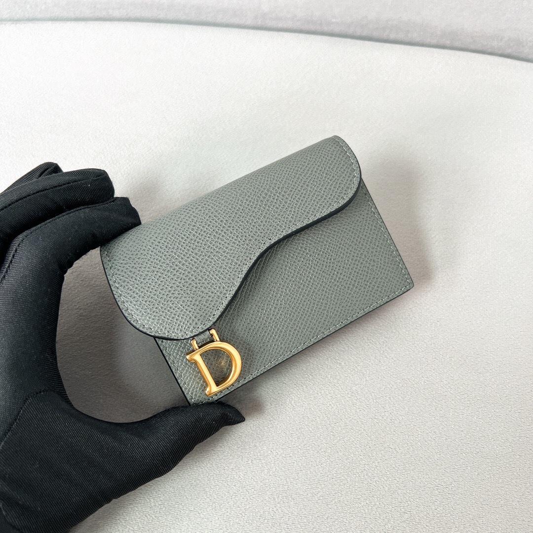 Dior Saddle Flap or Tri-fold card holder or wallet in gray