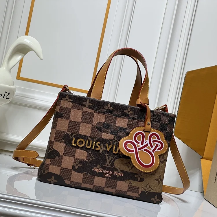 LV Shopper Tote MM in LV Vers Damier Ebene coated canvas polychromatic reworking of the Damier pattern by Pharrell Williams.