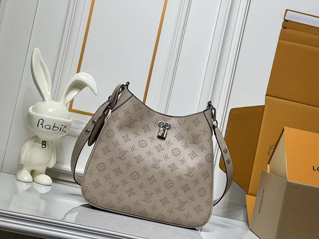 LV Bella Mahina handbag in galet perforated Mahina calf leather shoulder bag