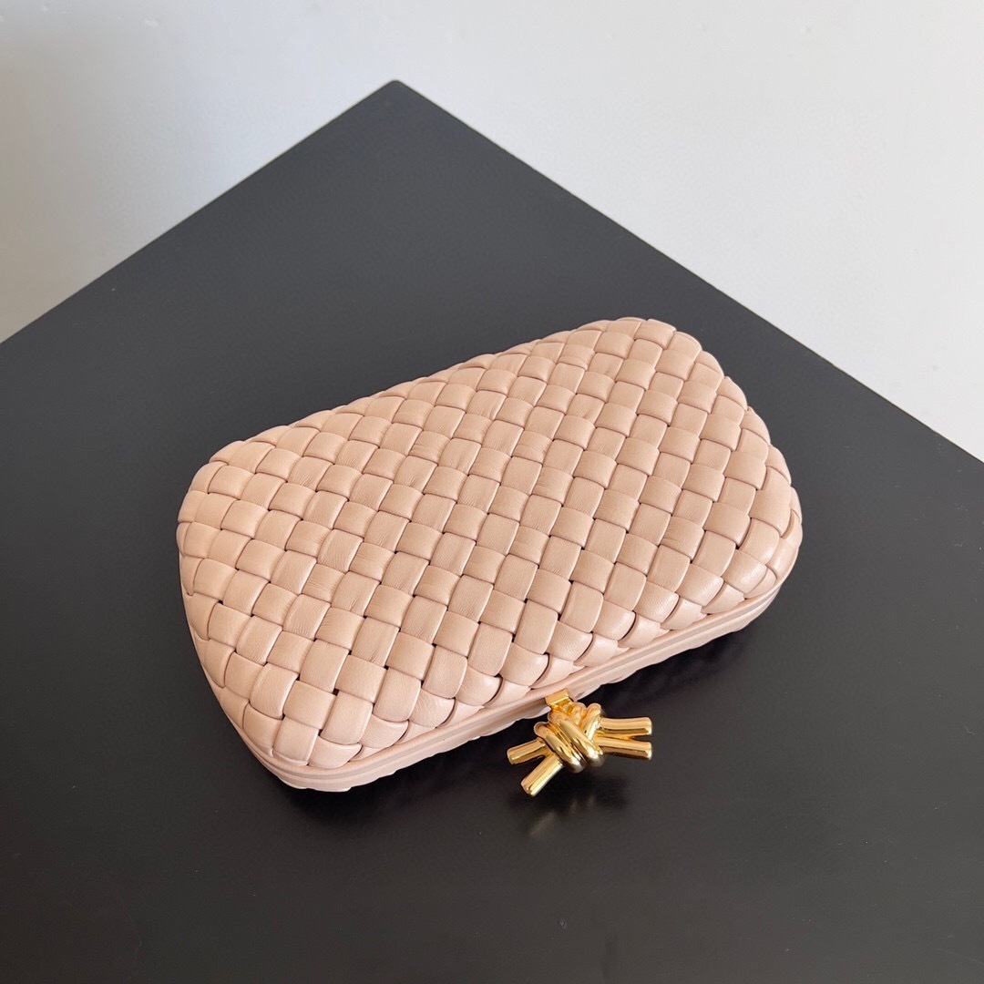 Bottega Veneta Knot Minaudière clutch in a peach color