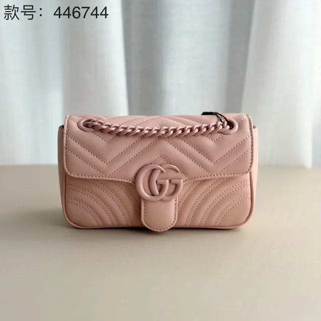 Gucci GG Marmont mini shoulder bag in pink matelassé chevron leather