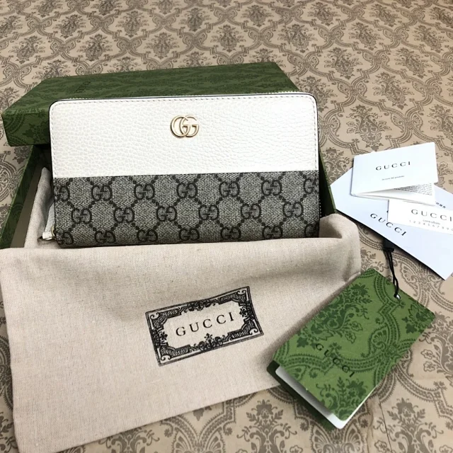 Gucci Bi-color GG Marmont zip-around wallet