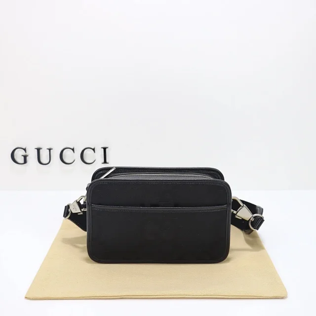 Gucci Canvas/Leather Jumbo GG Shoulder Bag black