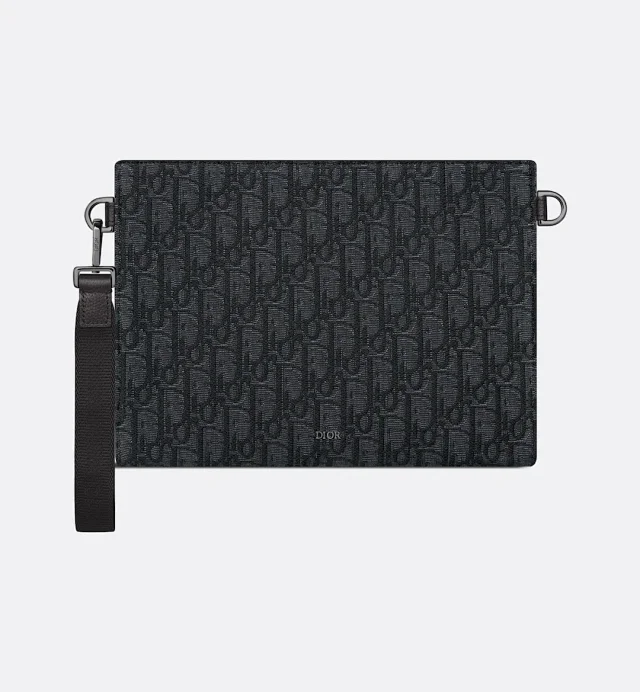 Dior A5 Pouch in black Dior Oblique jacquard