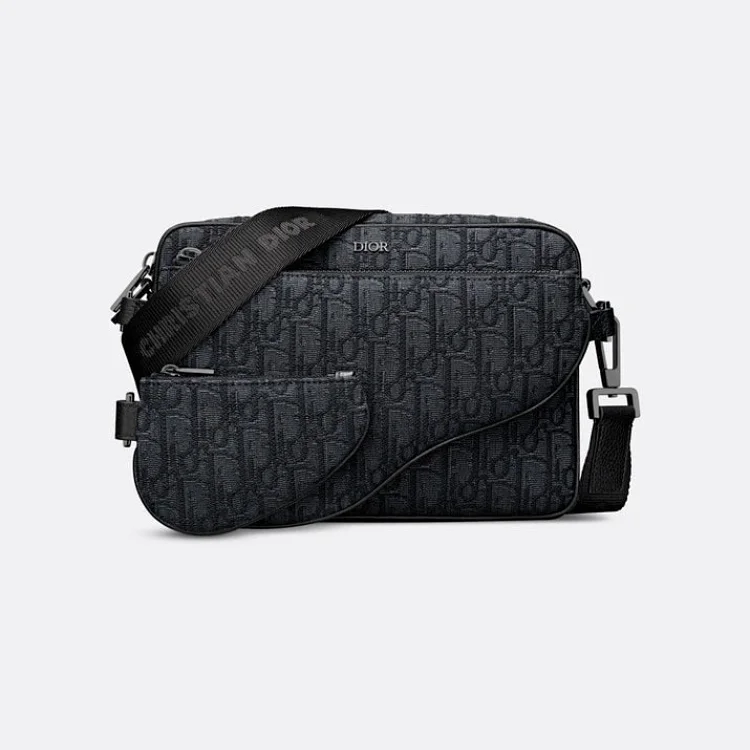Dior Saddle Triple Pouch in black Dior Oblique jacquard