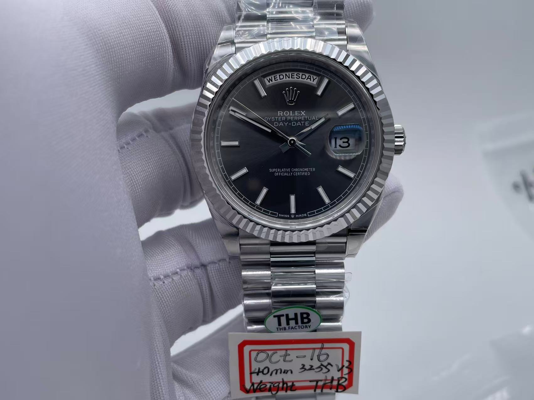 RDD0347G - DayDate 40mm Flt Wt WG/WG Grey/Stk THB V3 SH3255 $908