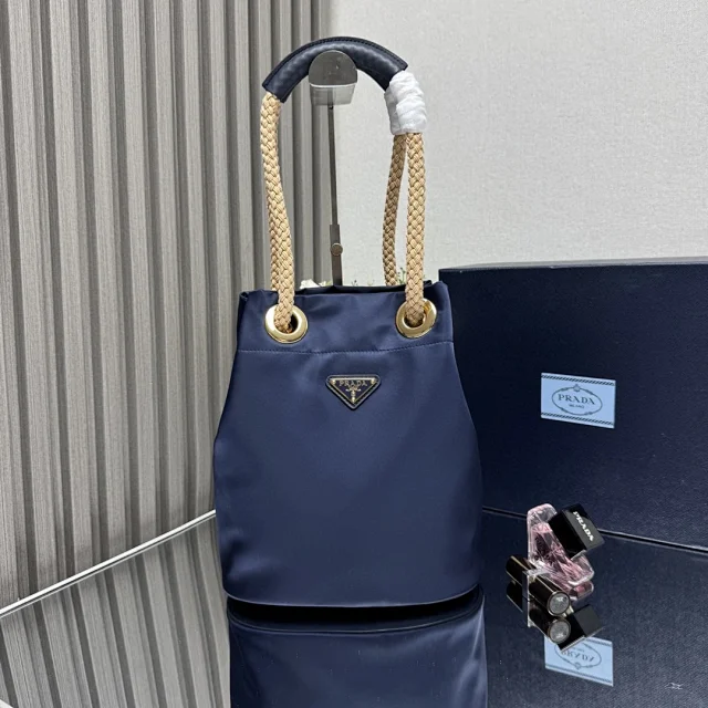 Prada Mariner Re-Nylon Small Bucket Bag in Baltic Blue