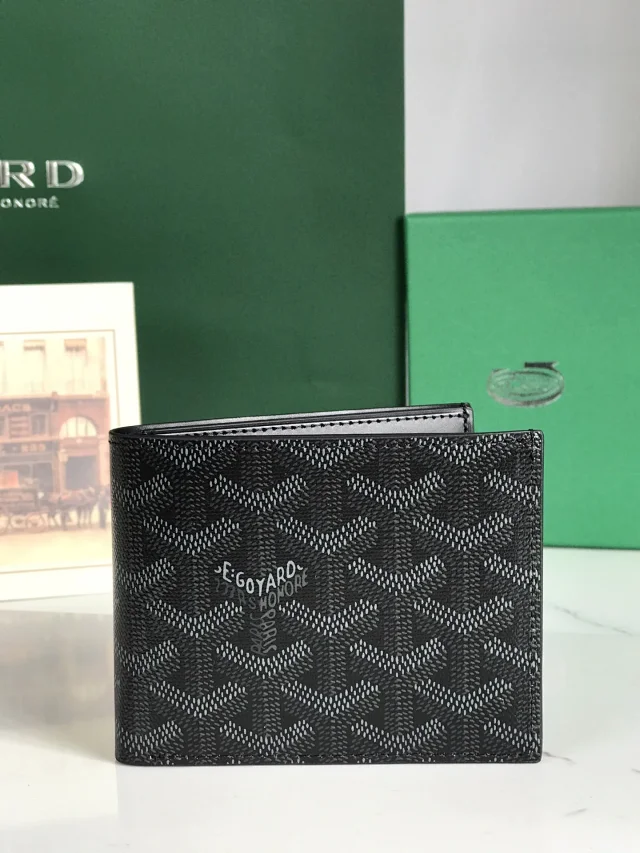Goyard Victoire wallet in black and gray Goyardine canvas