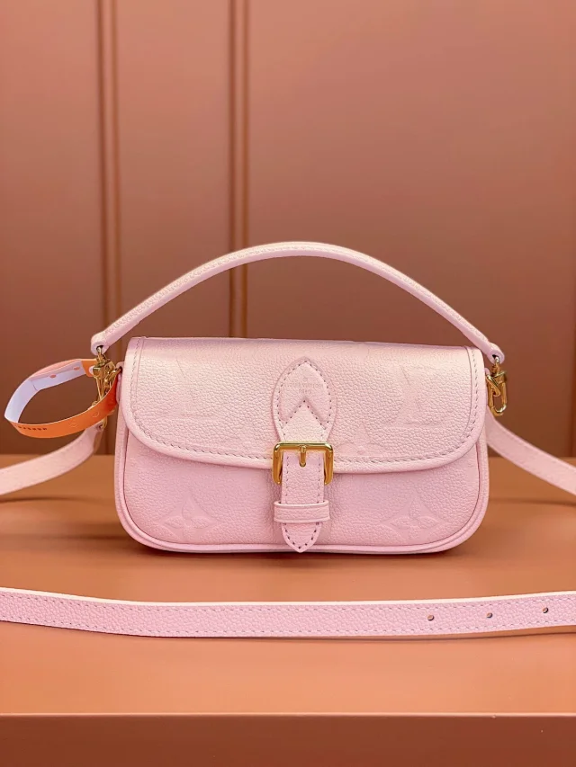 Lv Nano Diane handbag in pink Monogram Empreinte leather shoulder bag