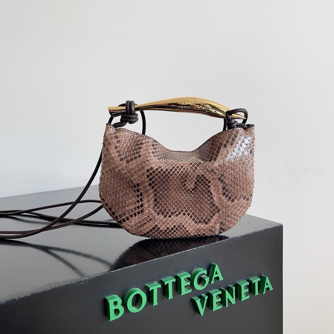 Bottega Veneta Mini Sardine crossbody bag in python leather with a gold-tone metallic handle