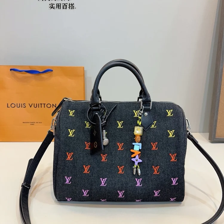 LV Blason Denim Calfskin Speedy Bandouliere 40 bag