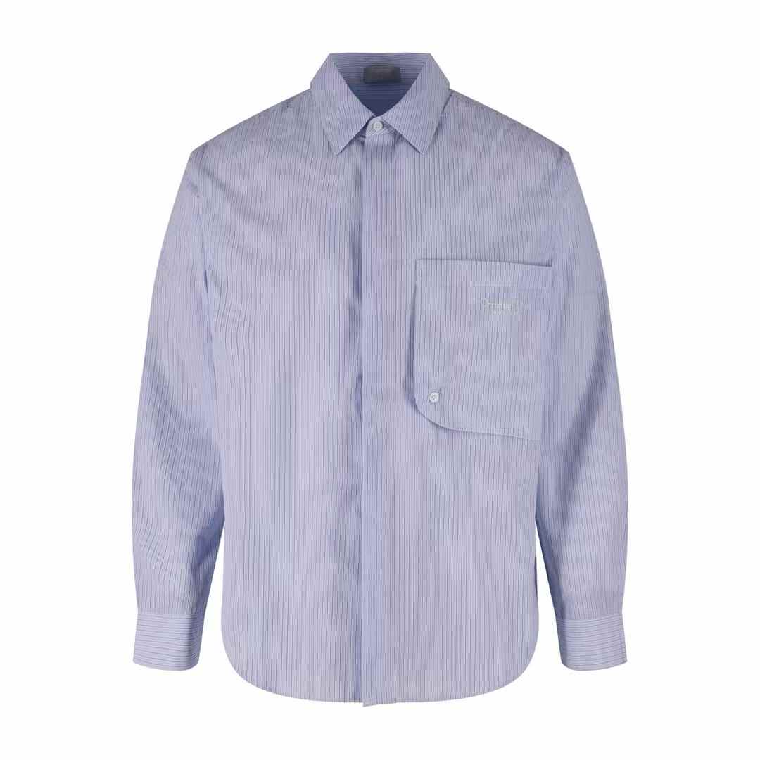 Dior Oversized Christian Dior Couture Shirt in blue striped cotton poplin