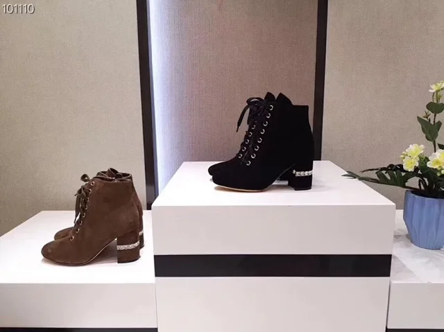 miu miu brown suede lace-up ankle boots with a block heel