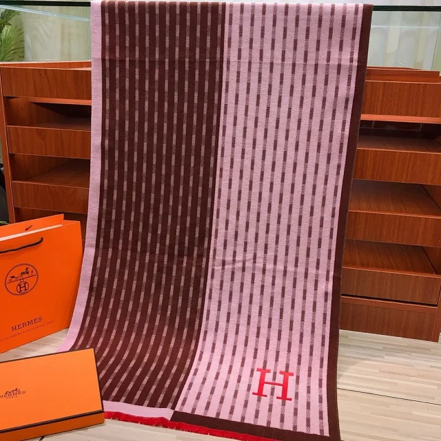 Hermes striped georgette scarf