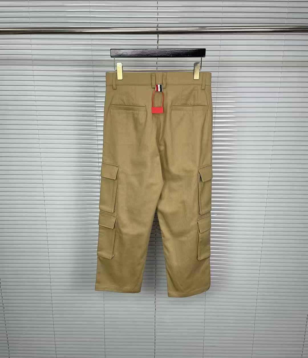 Thom Browne beige cotton cargo trousers pants