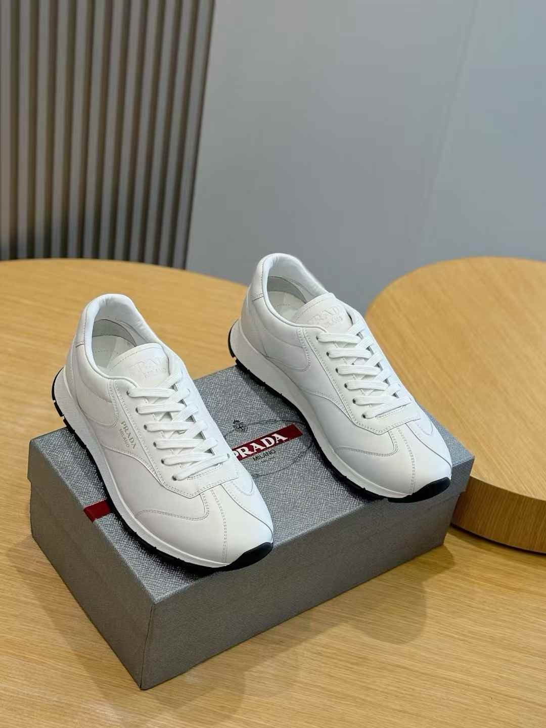 Prada white leather sneakers