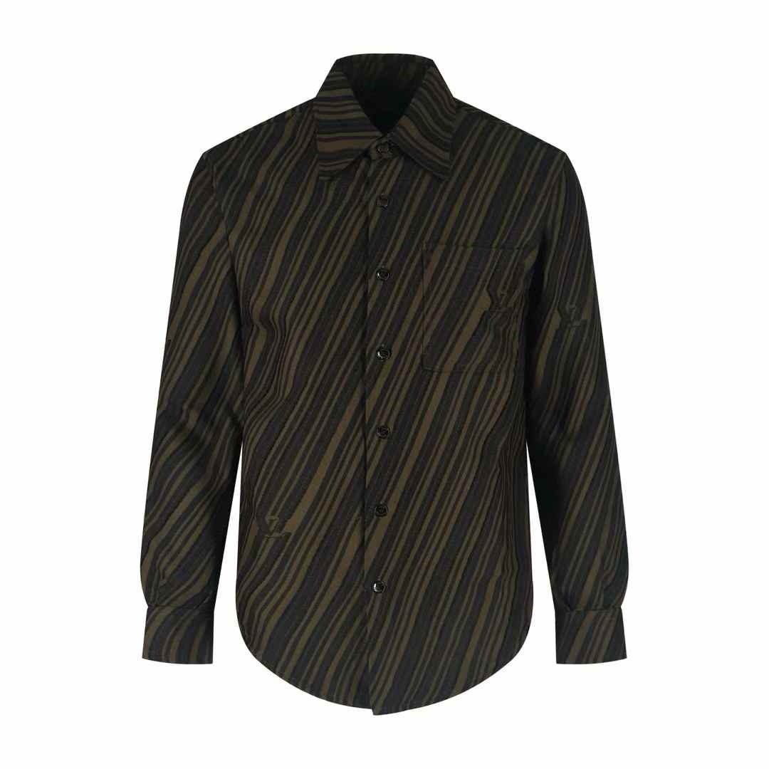 LV black and green striped long-sleeved shirt