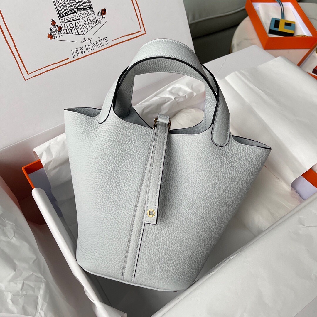 Hermes Picotin Lock 18 bag in pale blue or blue glacier leather