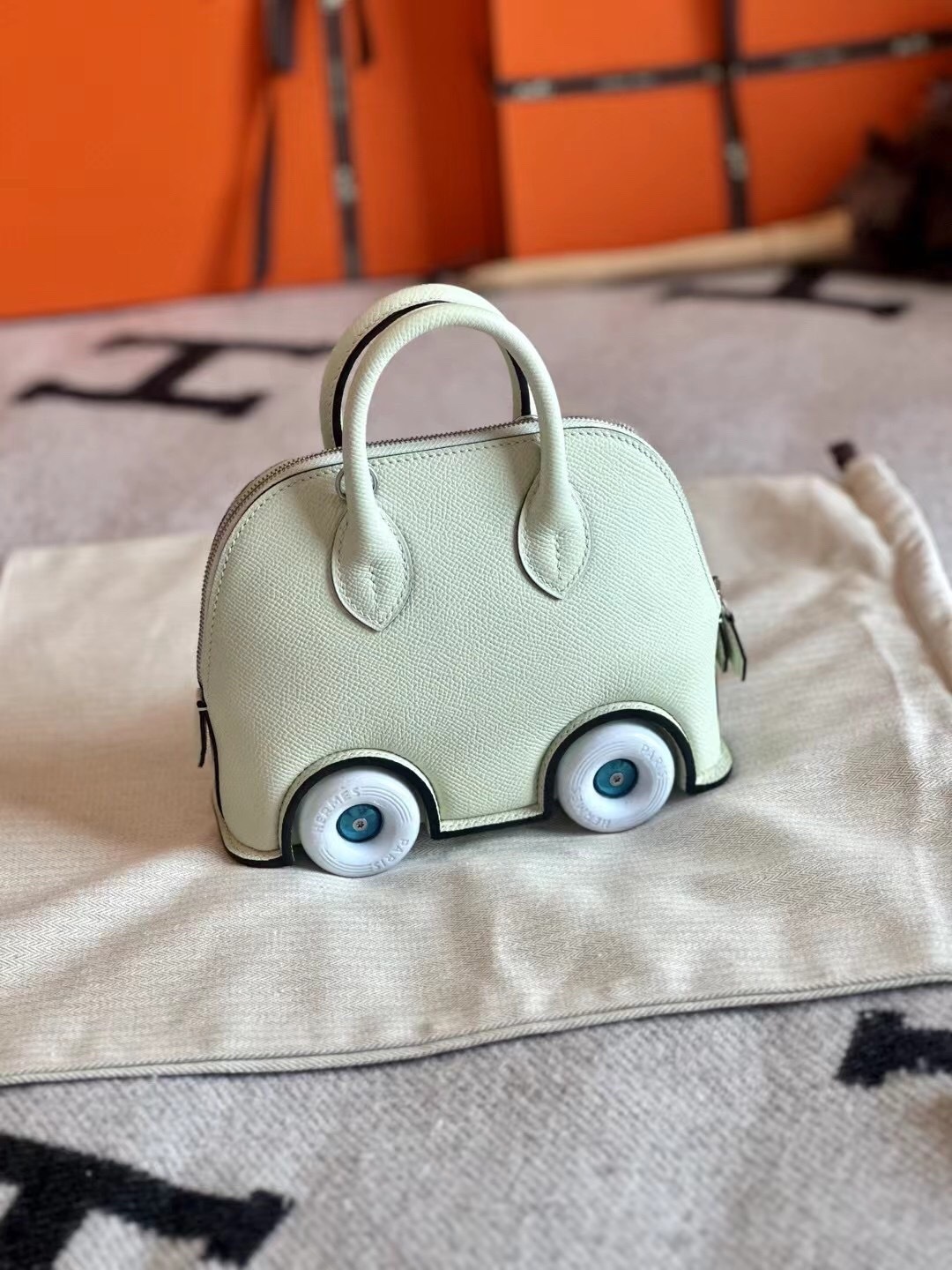 Hermes Bolide on Wheels in Vert Fizz Epsom leather with palladium hardware tote bag