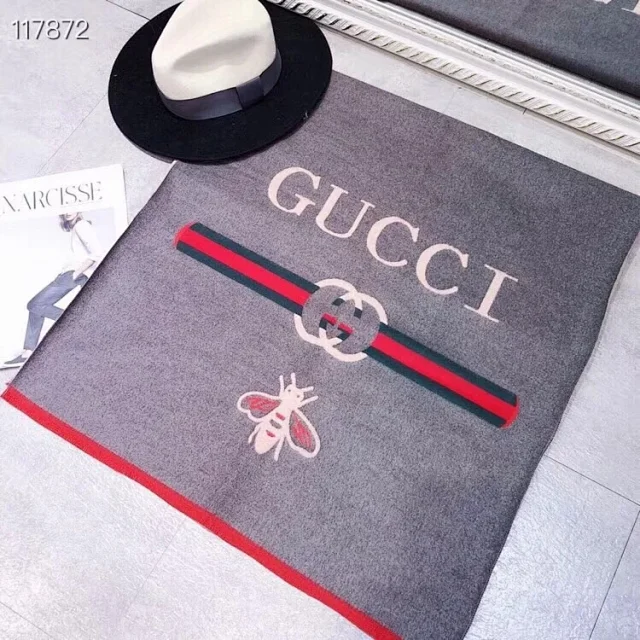Gucci GG Monogram Wool-Silk Scarf