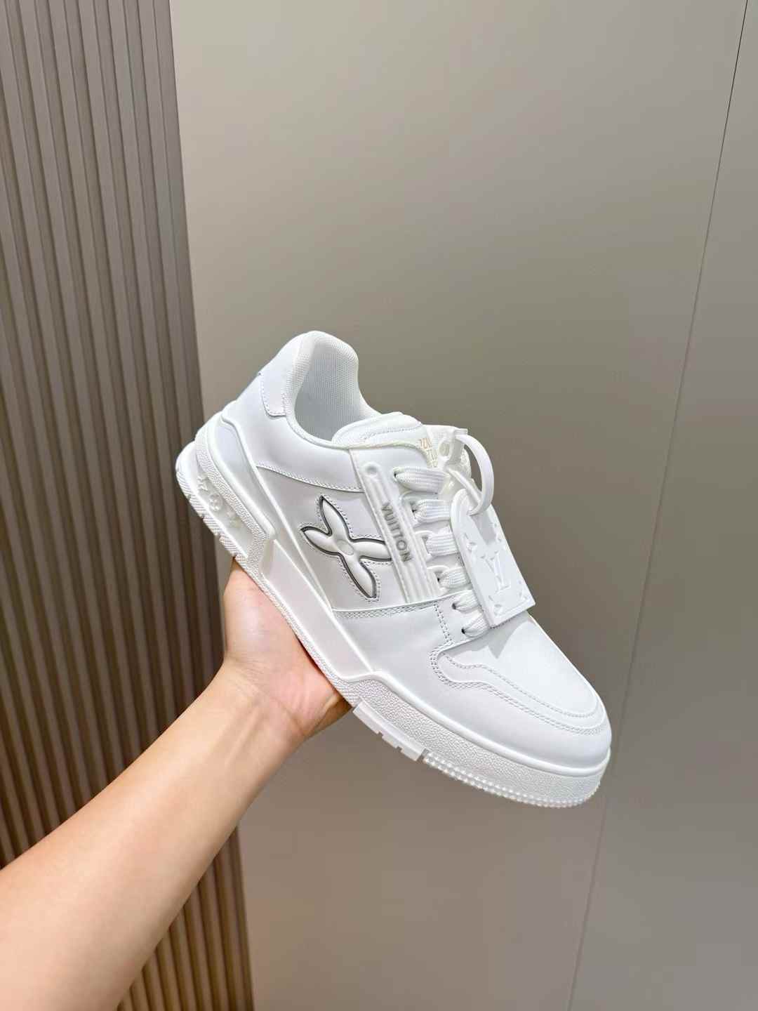 LV Trainer sneaker in all white.