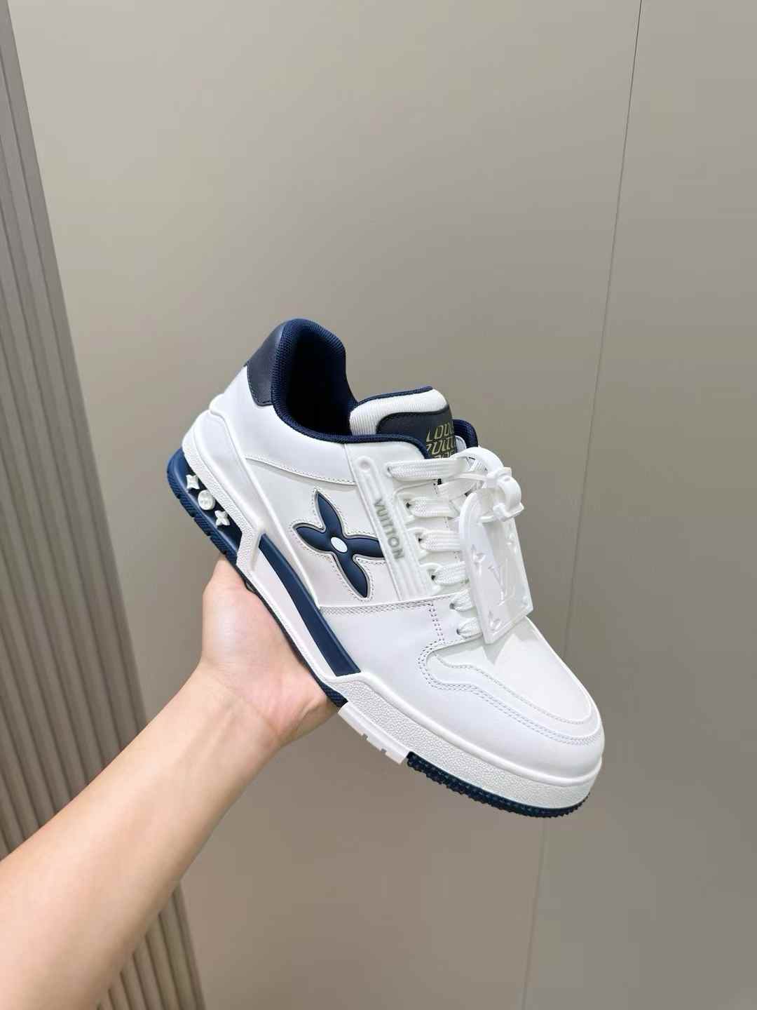 LV Trainer sneaker in white and blue