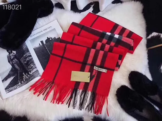 Burberry check scarf cashmere woolred