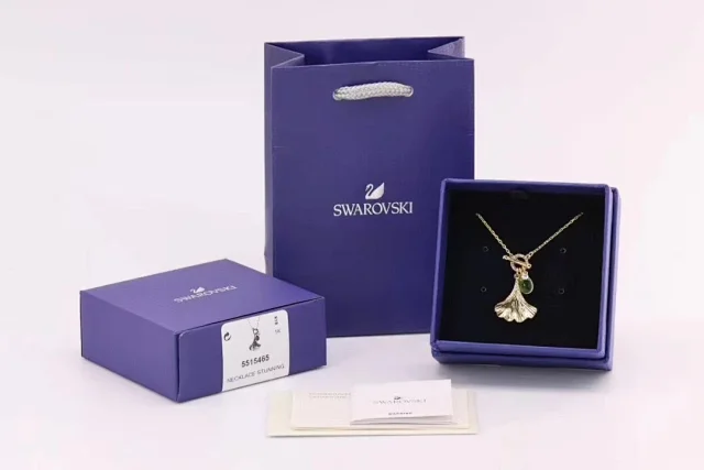 Swarovski Stunning Ginkgo Leaf Pin Buckle Clavicle Necklace