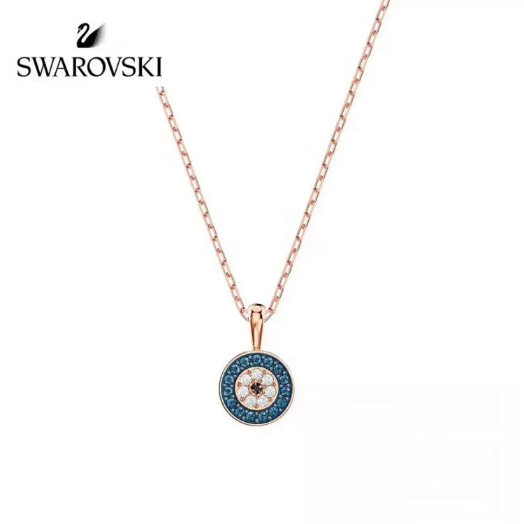 Swarovski Luckily pendant necklace with an evil eye motif in rose gold-tone plating