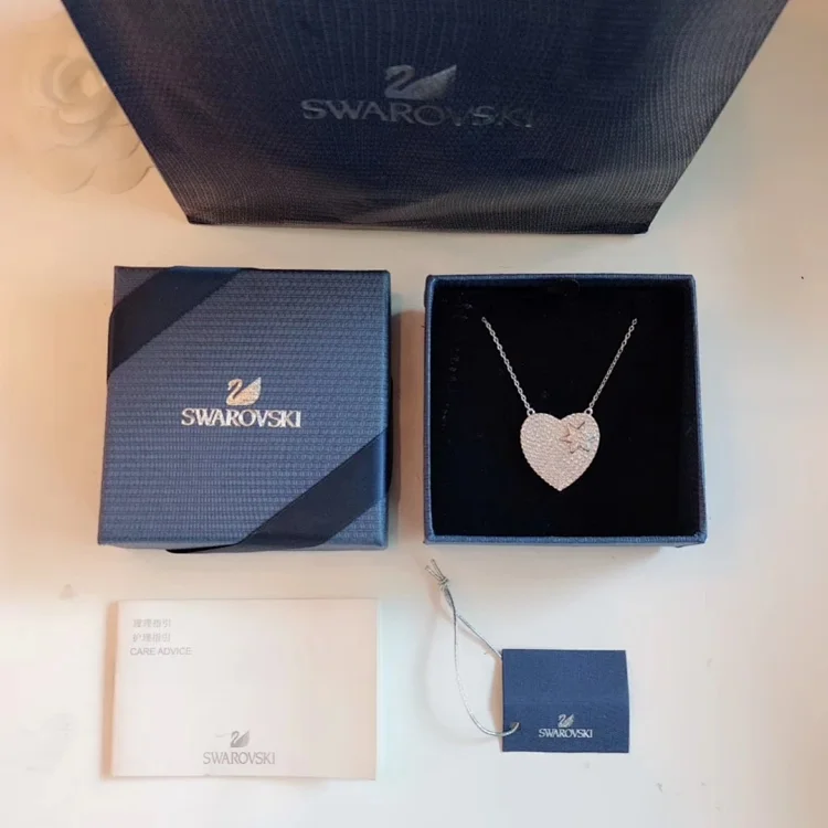 Swarovski Lovely necklace with a heart-shaped, white, rhodium-plated pendant