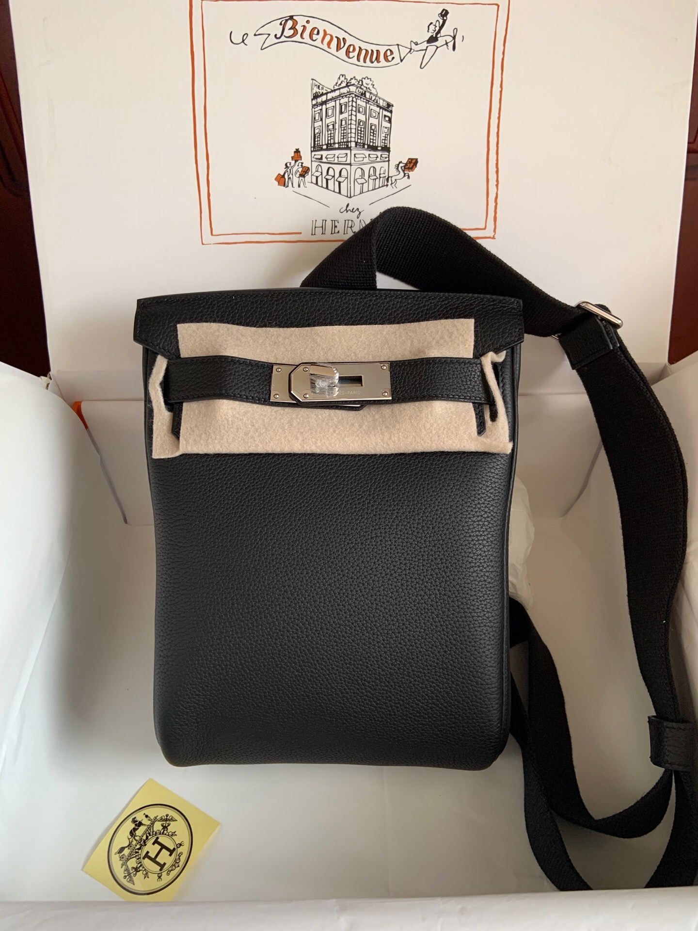 Hermes HAC à Dos PM backpack in black Togo leather with palladium hardware