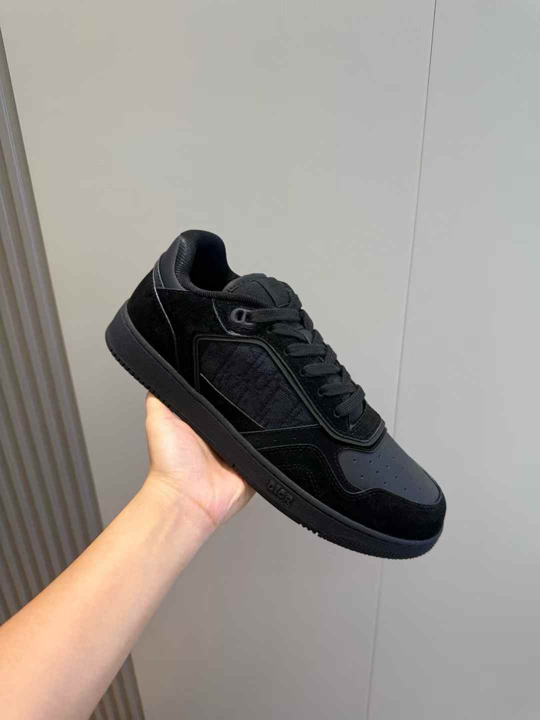 Dior B27 Uptown Low-Top Sneaker in black suede and smooth calfskin with Dior Oblique jacquard
