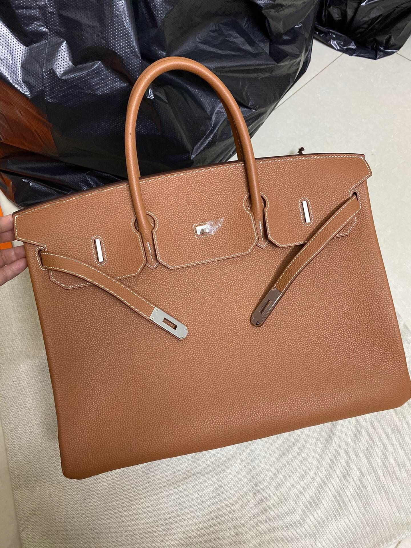 Hermes Birkin bag made of Togo or Epsom leather brown
