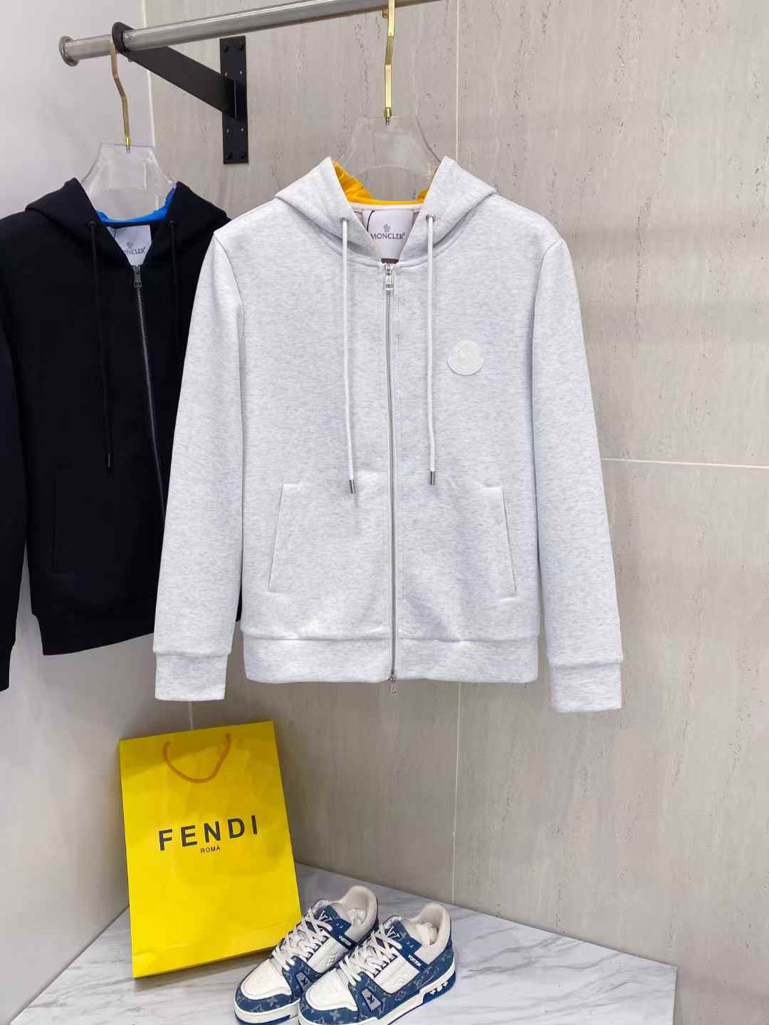 Moncler cotton hoodie white
