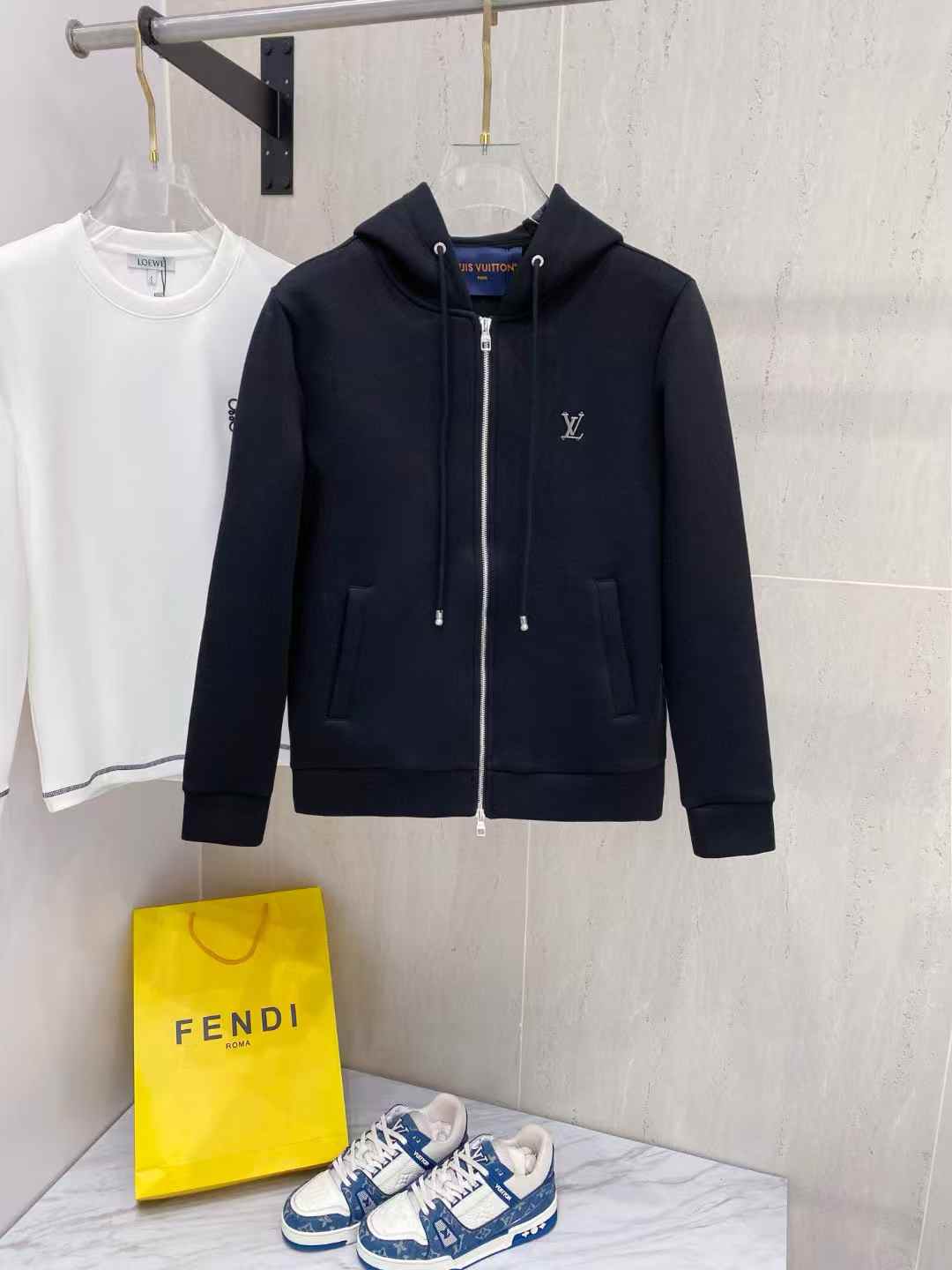 LV hoodie with the brand's logo embroidered on the chest