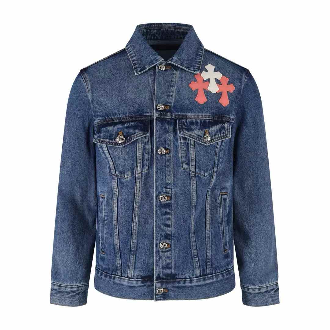 chrome hearts denim jacket with cross patches