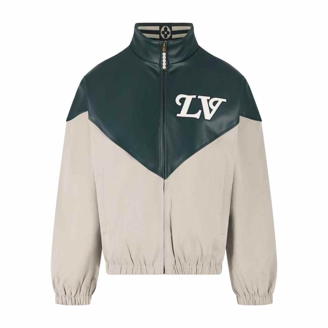 LV Graphic Leather Mix Tracktop jacket