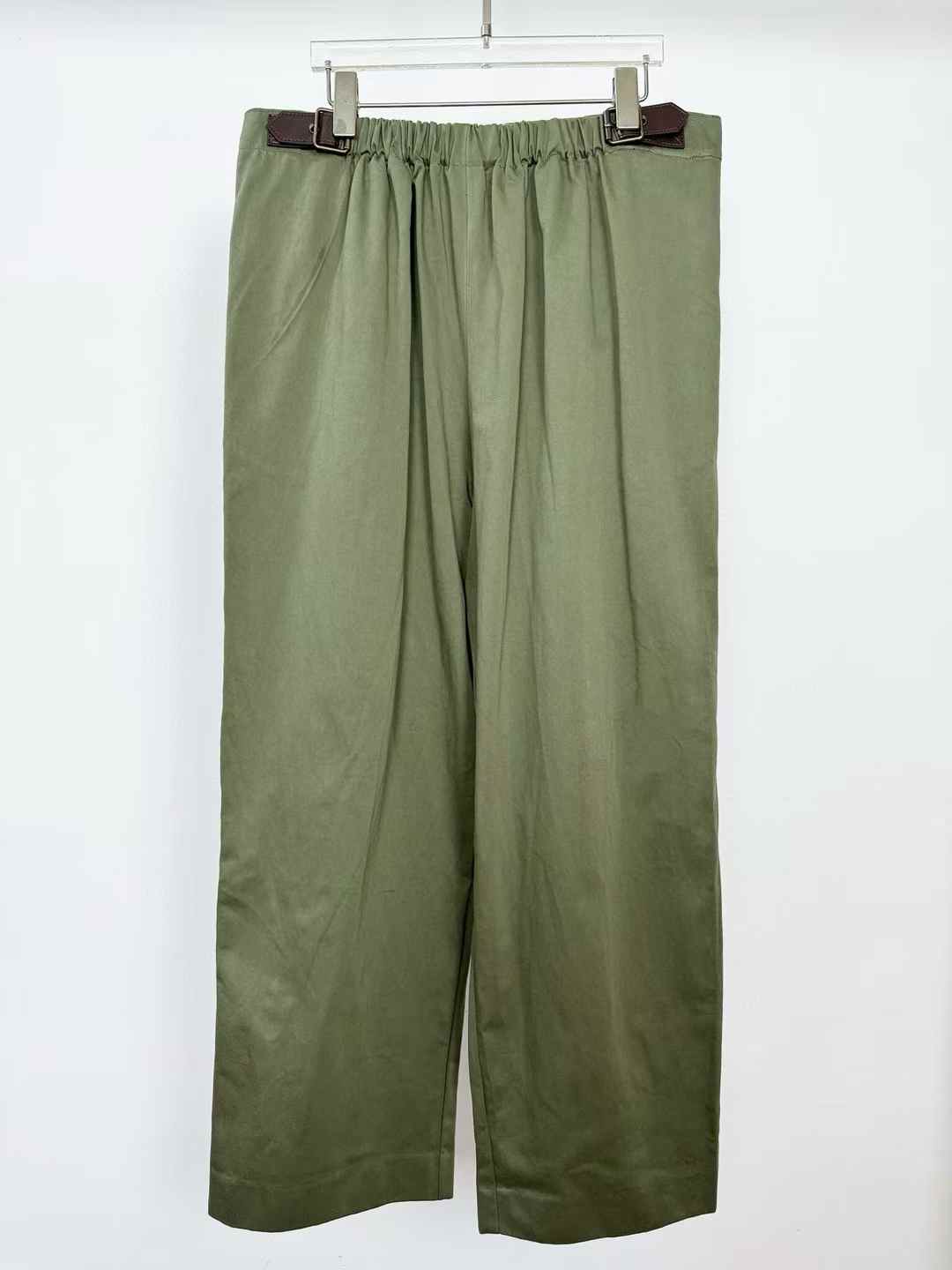 loewe Twist Women's Italian Linen Elastic Waist Breezy Casual Pants in green