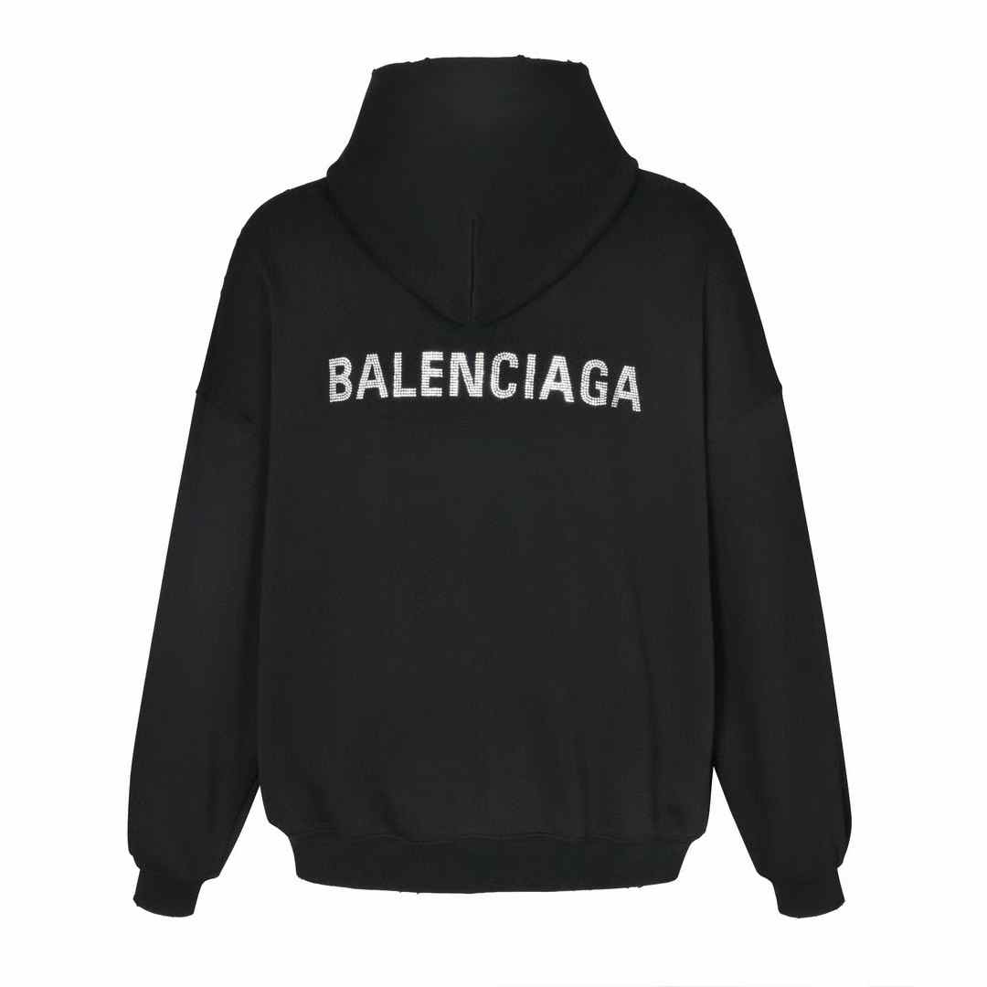 Balenciaga logo-detail cotton hoodie black