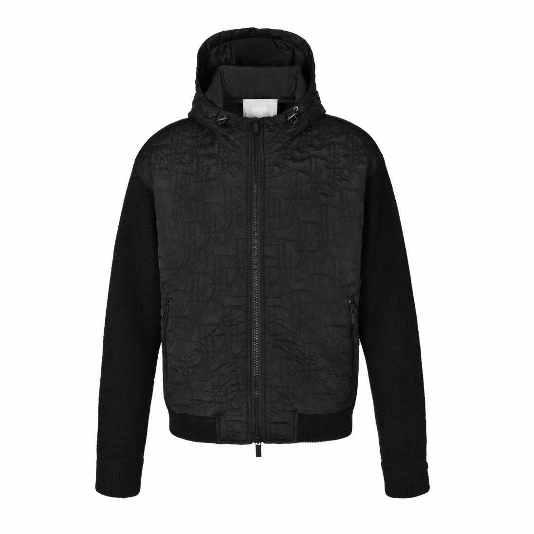 Dior Oblique Hooded Blouson Jacket in black cotton-blend knit
